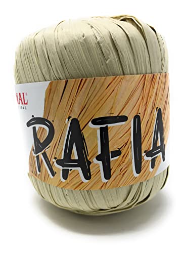 Mondial Wolle Art. Raffia 50 g 100 m Häkelnadel 4-4,5 aus natürlicher Viskose (979 Sand) von Mondial