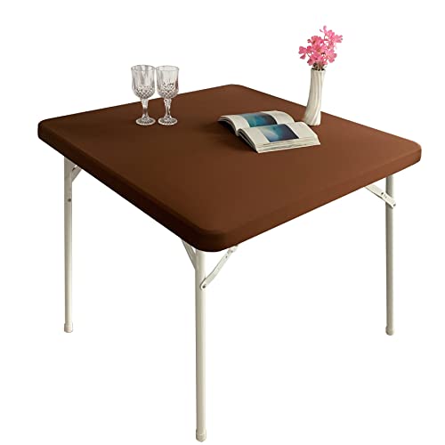 Monibana Cocktail-Tischdecken aus Spandex, dehnbar, quadratisch, elastisch, quadratisch, Tischdecke, braun, 86,4 x 86,4 cm von Monibana