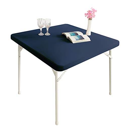 Monibana Cocktailtischhusse eckig Tischdecke Spandex Stretch Navy Blau 122 x 122 cm von Monibana