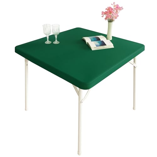 Monibana Kleine Stretch-Tischdecke aus Spandex für Cocktails, quadratisch, elastisch, für Beistelltisch, 61 x 61 cm, Jägergrün von Monibana