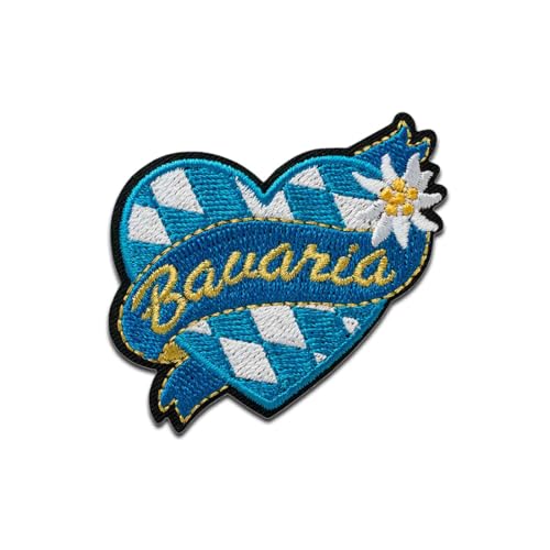 Bavaria Herz - Aufnäher, Bügelbild, Aufbügler, Applikationen, Patches, Flicken, zum aufbügeln, Größe: 5 x 5,2 cm von Mono-Quick