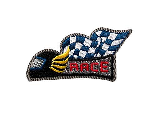 Bügelbild Aufnäher Patch Applikation zum Aufbügeln Motorrad Race Helm 6,5 x 3,0 cm von Mono-Quick