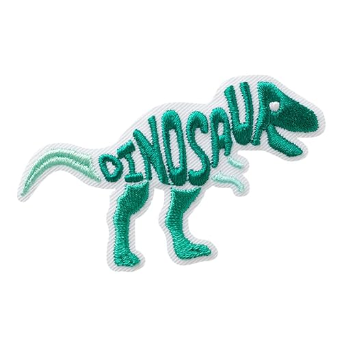 Mono Quick 08222 Dino mit Schrift Bügelbild, Patch, ca. 4,4 x 7 cm Dinosaurier T-Rex von Mono Quick