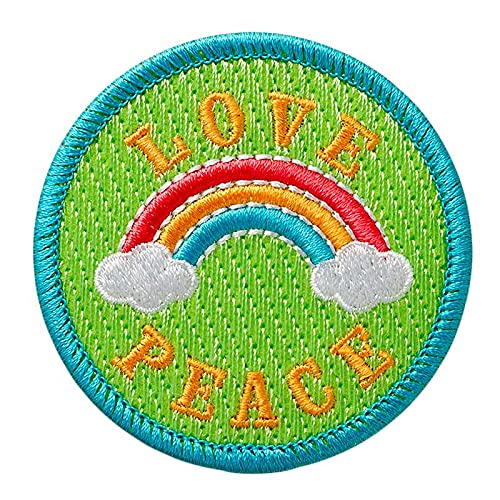 Mono Quick 12038 Love Peace Applikation, Bügelbild, Patch, rund, Regenbogen von Mono Quick