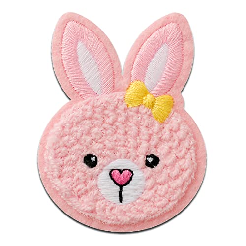 Mono Quick Häschen Chenille Tier - Aufnäher, Bügelbild, Aufbügler, Applikationen, Patches, Flicken, zum aufbügeln, Größe: 6,9 x 5,2 cm von Mono Quick