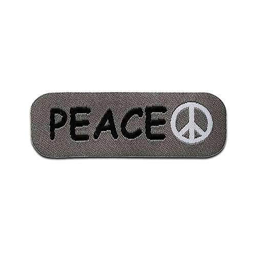 Mono-Quick Peace grau Etikett - Aufnäher, Bügelbild, Aufbügler, Applikationen, Patches, Flicken, zum aufbügeln, Größe: 1,8 x 5,3 cm von Mono-Quick