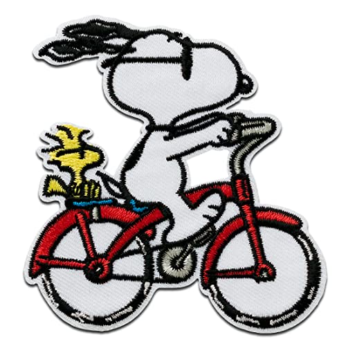 Mono Quick Peanuts Snoopy Fahrrad - Aufnäher, Bügelbild, Aufbügler, Applikationen, Patches, Flicken, zum aufbügeln, Größe: 7,8 x 7,4 cm von Mono Quick