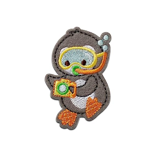 Mono-Quick Pinguin Taucher Tier - Aufnäher, Bügelbild, Aufbügler, Applikationen, Patches, Flicken, zum aufbügeln, Größe: 5,6 x 3,8 cm von Mono-Quick