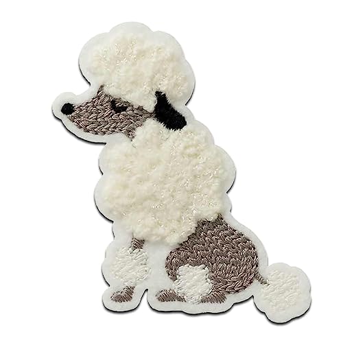 Mono-Quick Pudel flauschig Chenille Tier - Aufnäher, Bügelbild, Aufbügler, Applikationen, Patches, Flicken, zum aufbügeln, Größe: 6,9 x 5,5 cm von Mono-Quick