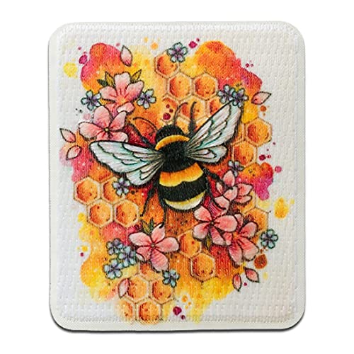 Mono Quick Recycl Patch Biene Tier - Aufnäher, Bügelbild, Aufbügler, Applikationen, Patches, Flicken, zum aufbügeln, Größe: 5,5 x 4,5 cm von Mono Quick