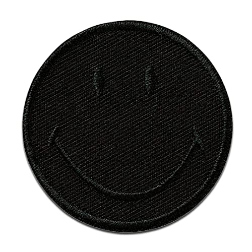 Mono Quick Smiley Schwarz - Aufnäher, Bügelbild, Aufbügler, Applikationen, Patches, Flicken, zum aufbügeln, Größe: 5 x 5 cm von Mono Quick