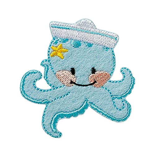 Octopus Tier - Aufnäher, Bügelbild, Aufbügler, Applikationen, Patches, Flicken, zum aufbügeln, Größe: 5,1 x 5,6 cm von Mono-Quick