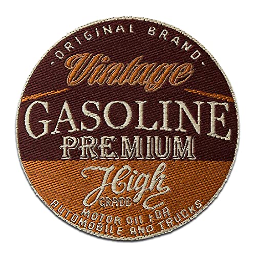 Vintage Gasoline Motorrad Auto - Aufnäher, Bügelbild, Aufbügler, Applikationen, Patches, Flicken, zum aufbügeln, Größe: 6,6 x 6,6 cm von Mono-Quick