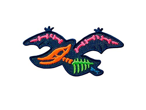 Bügelbild Applikation Aufnäher Patch Dino Dinosaurier Flugsaurier blau/bunt 6,5 cm x 3,5 cm von Monoquick