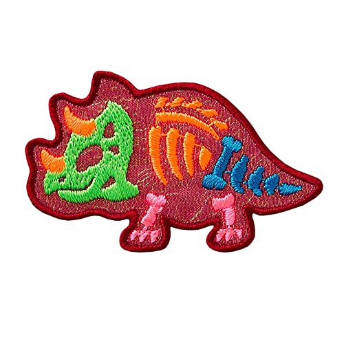 Bügelbild Applikation Aufnäher Patch Dino Dinosaurier rot bunt 6,0 x 3,5 cm von Monoquick