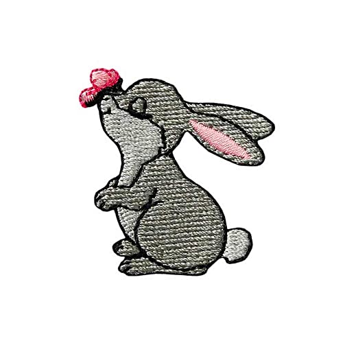 Mono-Quick Bügelbild Aufnäher Patch Applikation zum Aufbügeln Hase mit Schmetterling 4,0 x 4,0 cm von Monoquick