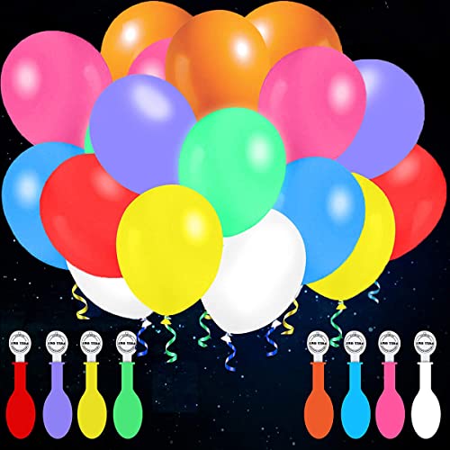 wohot 25PCS Leuchtende Luftballons, 12'' Luftballons Partylicht Led Bunt,Neon-Partyzubehör lange Standby-Zeit für 16–24 Stunden für Geburtstag, Hochzeit von wohot