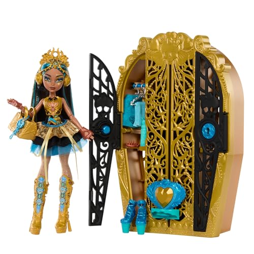 Monster High Skulltimate Secrets Puppen- und Accessoire-Set, Monster Mysteries Cleo De Nile mit Kleiderschrank und mehr als 19 Überraschungen inklusive Kleidung, HXH86 von Monster High