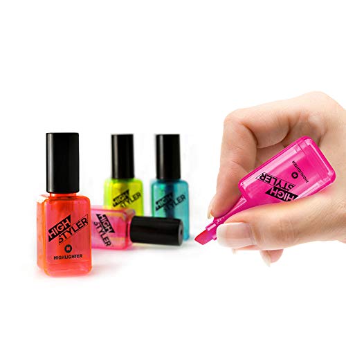 Monsterzeug Nagellack Textmarker, Nagellackflasche als Marker, Neonstifte - Vier Farben von Monsterzeug