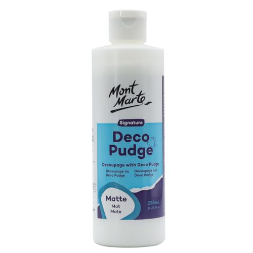 Mont Marte Deco Pudge Bastellack Signature 236ml (8 US fl.oz) – Matt, Mehrzweck-Klarsicht-Versiegeler, Lack und Decoupage-Kleber, ideal für Acrylfarben, Papier, Holz, Keramik, Lehm und mehr von Mont Marte