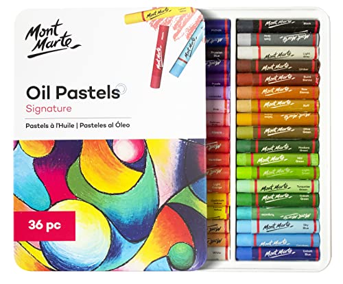 Mont Marte Ölpastellkreide Set – 36 Stück – Weiche Ölkreide – Intensive Farben, hohe Pigmentierung – Ideal für Malerei und Zeichnungen von Mont Marte