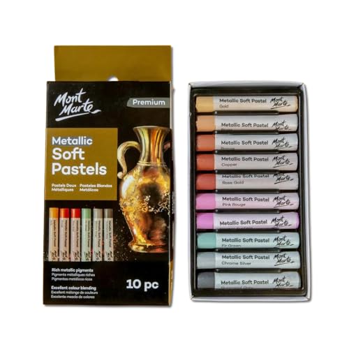 Mont Marte Pastellkreide Metallic Set – 10 Stück – Premium Softpastellkreide für außergewöhnliche Malerei im Metallic Stil – Weiche, kreidige Textur von Mont Marte