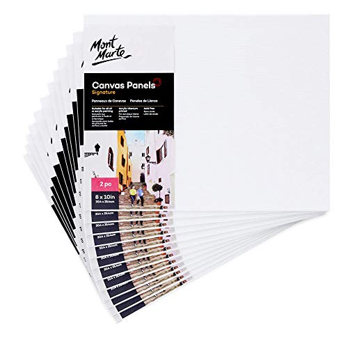 Mont Marte Professionelle Canvas Set 12 teilig - Leinwand-Tafel zum Malen 20x25cm, Kunstleinwandtafel in Künstler-Qualität, Acryl-Titan-Grundierung, geeignet für alle Öl- oder Acrylmalereien von Mont Marte