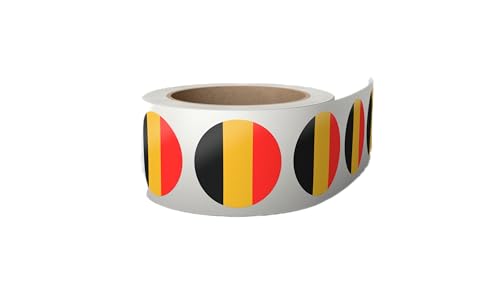 500 Aufkleber Belgien Flagge 3,8 x 3,8 cm - Fahne Sticker - Etiketten auf Rolle von Montalti