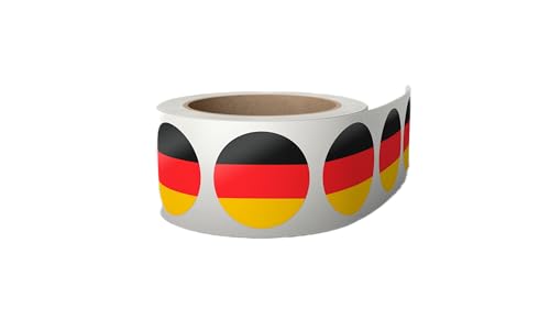 500 Aufkleber Deutschland Flagge 3,8 cm rund oder quadratisch - Fahne Sticker - Etiketten auf Rolle (Rund) von Montalti