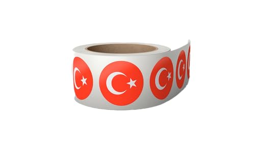 500 Aufkleber Türkei Flagge 3,8 x 3,8 cm - Fahne Sticker - Etiketten auf Rolle von Montalti