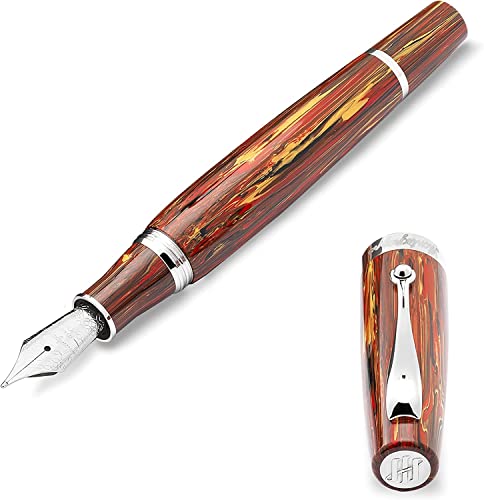 Montegrappa Mia Flaming Heart Füllfederhalter aus Harz und Edelstahl in der Farbe Rot-Braun-Silber, Federstärke: B, Länge: 14cm, ISMIA5I6 von Montegrappa