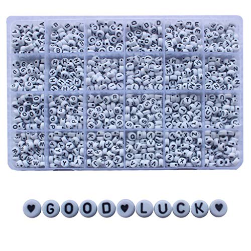 1200 Stück A-Z Buchstaben Herz weiße runde Acrylperlen Schmuckherstellung Biie Perlen von Montesy