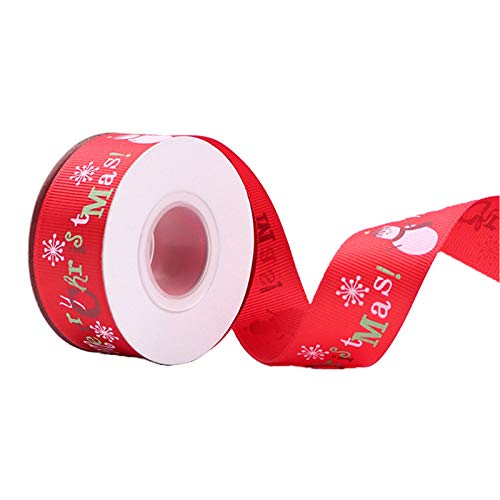 Ripsband mit Schneemann-Druck, 9,1 m, 25 mm, Rot-Grün, Weihnachtsband, für Bastelarbeiten, Geschenkverpackungen, Partydekoration, Weihnachtskarten, in Box, religiös, 7 Rollen von Montesy