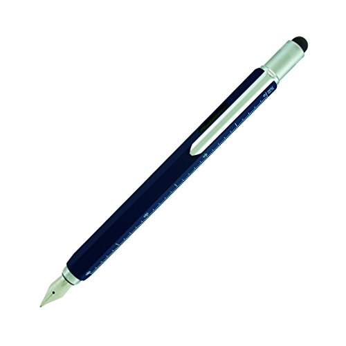 MONTEVERDE USA 9-in-1 Werkzeug Füllfederhalter in Blau - Stummelfeder, Multifunktionsstift mit Stylus, Schraubendreher, Wasserwaage und Lineal - Exklusive Kollektion, Ideales Geschenk für Kalligraphen von Monteverde