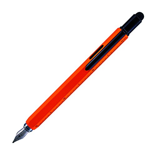 MONTEVERDE USA 9-in-1 Werkzeug Füllfederhalter in Orange - Feine Feder, Multifunktionsstift mit Stylus, Schraubendreher, Wasserwaage und Lineal - Exklusive Kollektion, Ideales Geschenk für Ingenieure von Monteverde