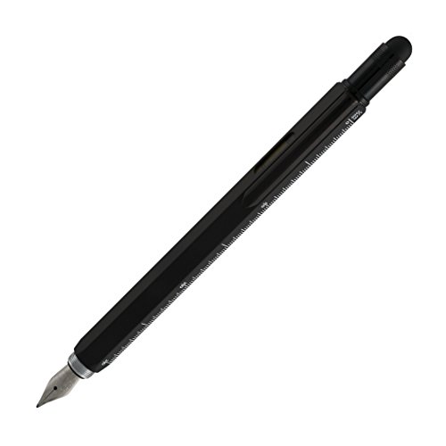 MONTEVERDE USA 9-in-1 Werkzeug Füllfederhalter in Schwarz - Feine Feder, Multifunktionsstift mit Stylus, Schraubendreher, Wasserwaage und Lineal - Exklusive Kollektion, Ideales Geschenk für Ingenieure von Monteverde