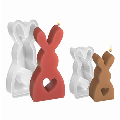 Silikonform Ostern Hasen Silikonformen Gießformen Silikon Kaninchen Gießform Ostern, Ostern Hase Backform, Osterhase Silikonform for Gips, Sojawachs Kerzen, Handwerk (A-2PCS) von Montinr