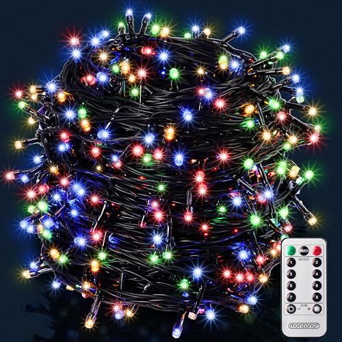 MONZANA® 600 LED Lichterkette 60m mit Fernbedienung Timer Innen Außen 8 Modi Dimmbar IP44 Wetterfest Stecker Weihnachten Weihnachtsbeleuchtung Bunt von Monzana