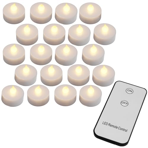 Monzana® Teelichter LED +300H elektrisch flackernd mit Fernbedienung mit Batterien flammenlose realistische Kerzen hell warm weiß 30er Set je 3,7cm von Monzana