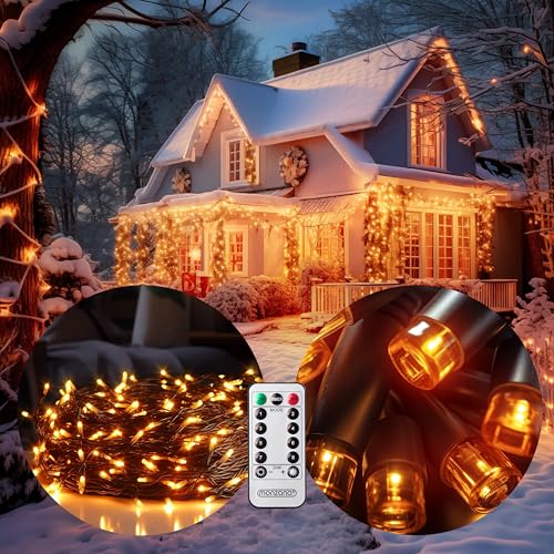 MONZANA® 200 LED Lichterkette 20m Weihnachtsbaum Außen Innen Timer 8 Modi Dimmbar Fernbedienung IP44 Fenster Deko Weihnachten Beleuchtung Warmweiß von Monzana