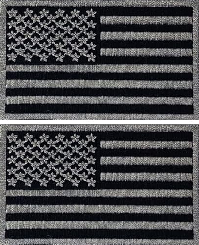 Taktische USA-Flagge mit Klettverschluss, für Rucksäcke, Mützen, Jacken, Hosen, 8 x 5 cm, Standardgröße, Grau/Schwarz, 2 Stück von Moo Shiner