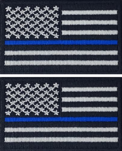 Taktische USA-Flagge mit Klettverschluss, für Rucksäcke, Mützen, Jacken, Hosen, 8 x 5 cm, Standardgröße (Polizeiblau), 2 Stück von Moo Shiner