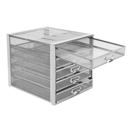 5 Ebenen Metall Briefablage Büro Dokumentenablage Organizer, Aktenablage Schreibtischablage Schreibtisch Organizer mit 5 Schubladen, Papierablage Aktenaufbewahrung für Zuhause, Büro (Silber) von MooBeey