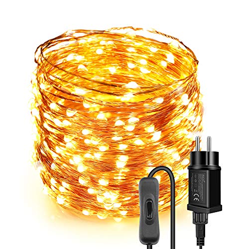 LED Lichterkette Außen, 30M Kupferdraht Lichterketten 300 LED mit Controller, Warmweiß IP65 Wasserdicht Weihnachtsbeleuchtung Innen und Aussen für Weihnachten, Hochzeit, Party, Zuhause, Fenster von Moobibear