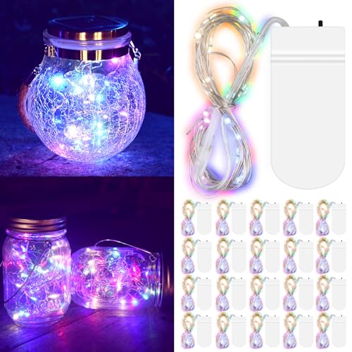 Moocuca 20 x 20er Mini Lichterkette Mit Batterie, 2 Meter Lichterkette Klein mit Batterie, Mini LED Lichterkette, Kleine Lichterkette, Micro LED Lichterkette für Party Hochzeit Weihnachten(Farbig) von Moocuca