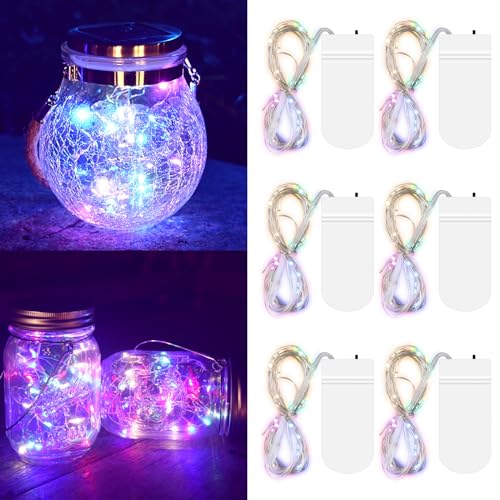 Moocuca 6 x 20er Mini Lichterkette Mit Batterie, 2 Meter Lichterkette Klein mit Batterie, Mini LED Lichterkette, Kleine Lichterkette, Micro LED Lichterkette für Party Hochzeit Weihnachten(Farbig) von Moocuca