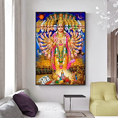 Diamant Painting Bilder, DIY 5D Diamond Painting Erwachsene Groß Stickerei Malen Nach Zahlen Kit Full Gem Art Daiments Painting Kunsthandwerk Deko Diamant Malerei Lord Ganesha Krishna 40x80cm von Moonlee