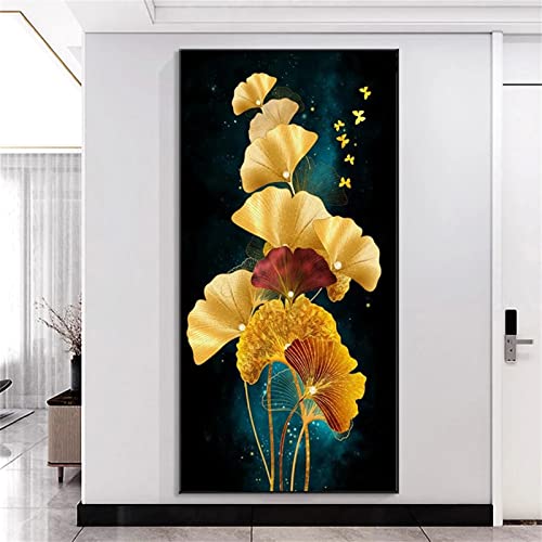 Diamond Painting Ginkgo Biloba 5D Diamant Painting Voll Set mit Diamond Painting Zubehör, 40x80cm Leinwand Groß Bilder Malen Nach Zahlen Erwachsene Kinder Geschenk für Deko Wohnzimmer Schlafzimmer von Moonlee