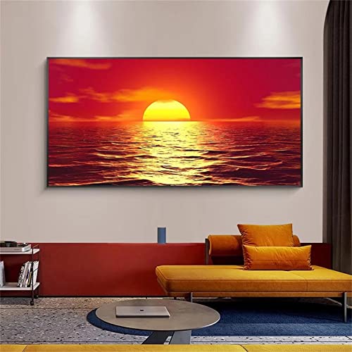 Diamond Painting Sonnenuntergang Meer 5D Diamant Painting Voll Set mit Diamond Painting Zubehör,50x100cm Leinwand Groß Bilder Malen Nach Zahlen Erwachsene Kinder Geschenk Deko Wohnzimmer Schlafzimmer von Moonlee