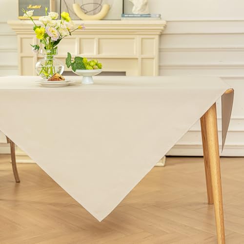 Moonooda Tischdecke Beige Waschbar, 100X100cm Tischdecken Tischtuch aus Polyester, Leicht wasserabweisend mit Lotuseffekt, Dauerhaft Kratzfest für Haus, Hochzeiten, Party von Moonooda